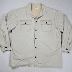 Levi's White Tab Sherpa Lined Shaket Shirt Jacket Men's Size 2XL Beige Button Up